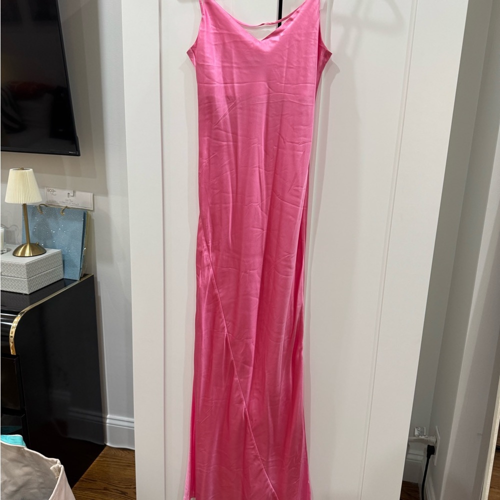 St Cloud Elegant Pink Satin Maxi dress